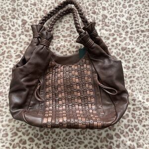 Lockhart Retro Chic Brown Braided Leather Shoulder Bag